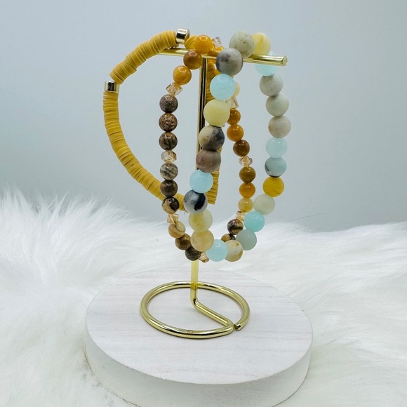 Knotty Mustard and Aqua Mix of Bliss Bracelet - Picture 1 of 6